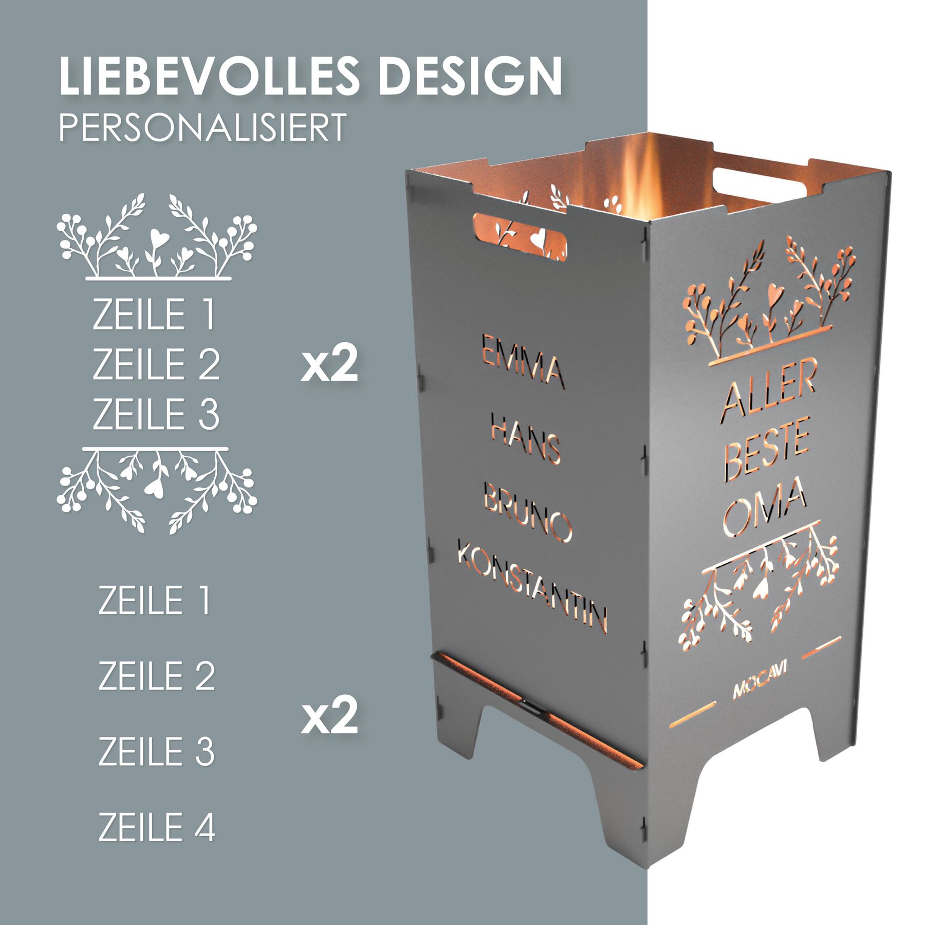 Feuertonne Beste 73 cm | 3 mm Stahl personalisiert
