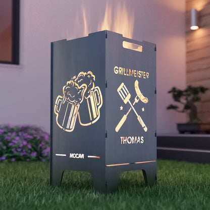 Feuertonne Grillen 73 cm | 3 mm Stahl personalisiert