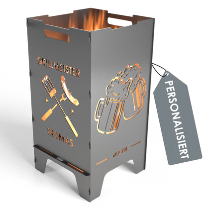 Feuertonne Grillen 73 cm | 3 mm Stahl personalisiert
