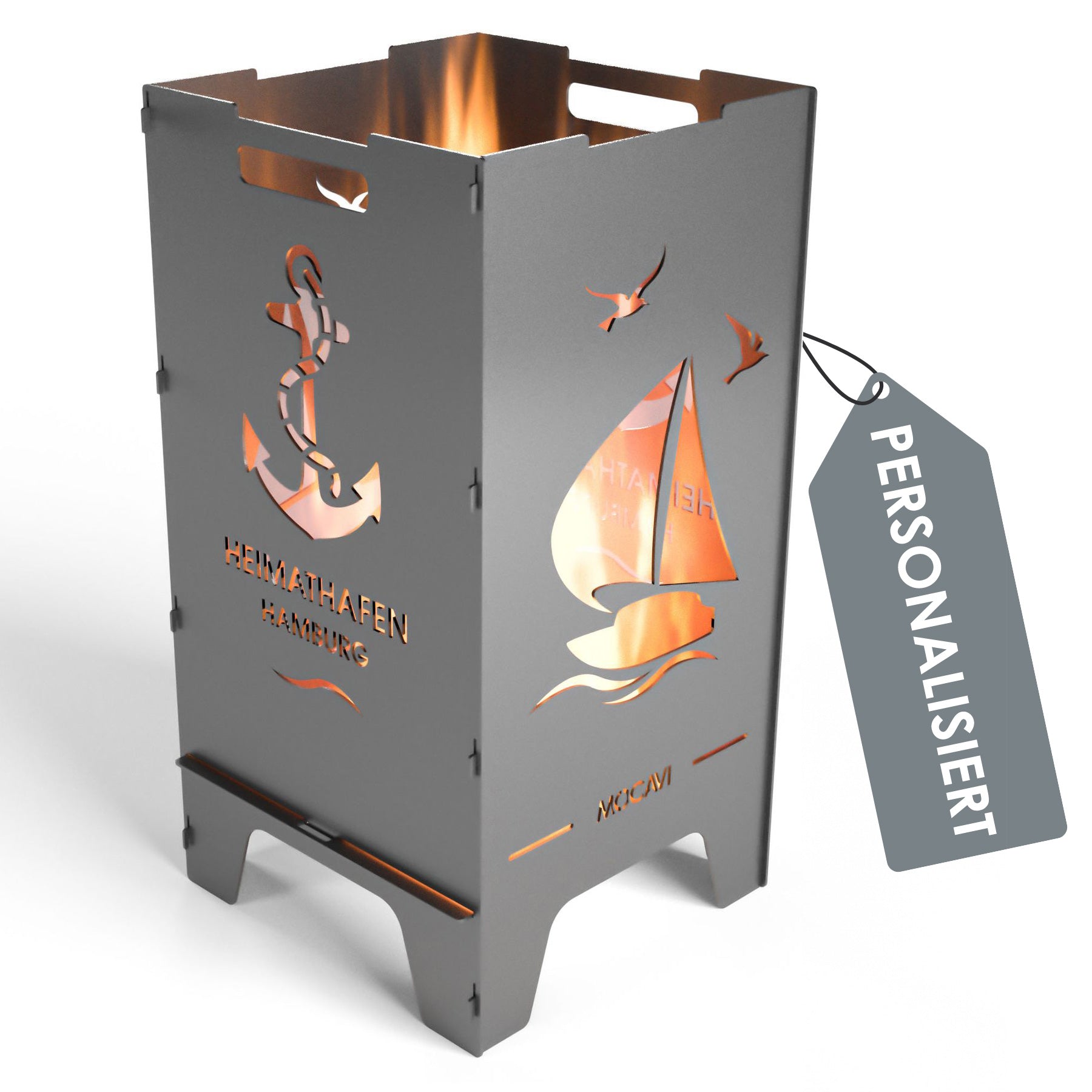 Feuertonne Heimathafen 73 cm | 3 mm Stahl personalisiert