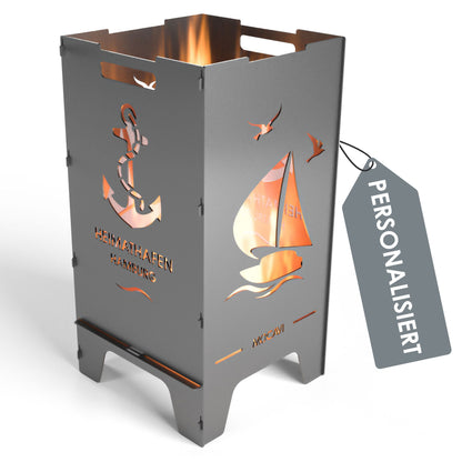 Feuertonne Heimathafen 73 cm | 3 mm Stahl personalisiert