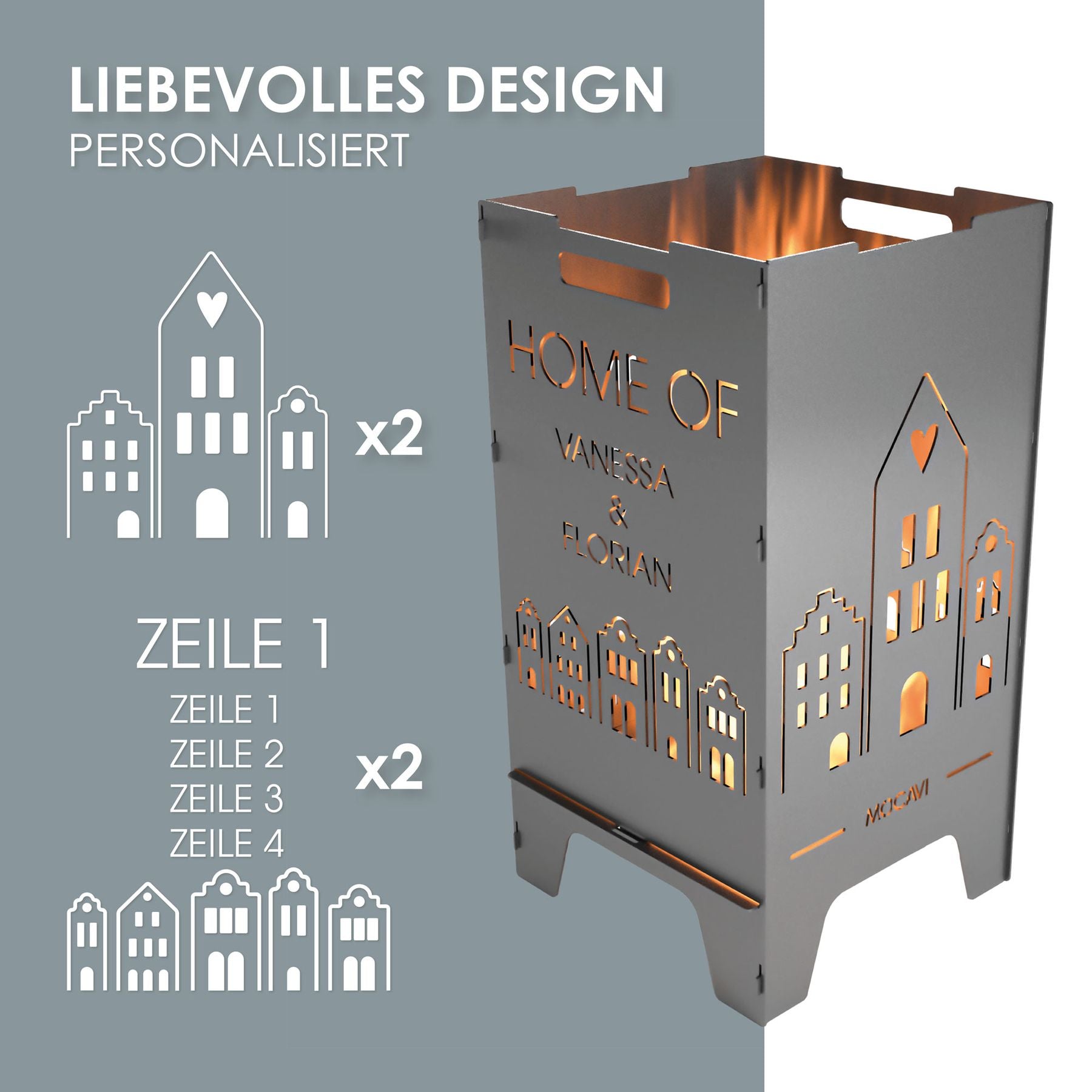 Feuertonne Home 73 cm | 3 mm Stahl personalisiert