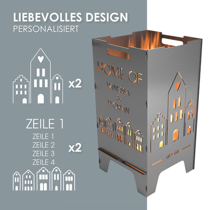 Feuertonne Home 73 cm | 3 mm Stahl personalisiert
