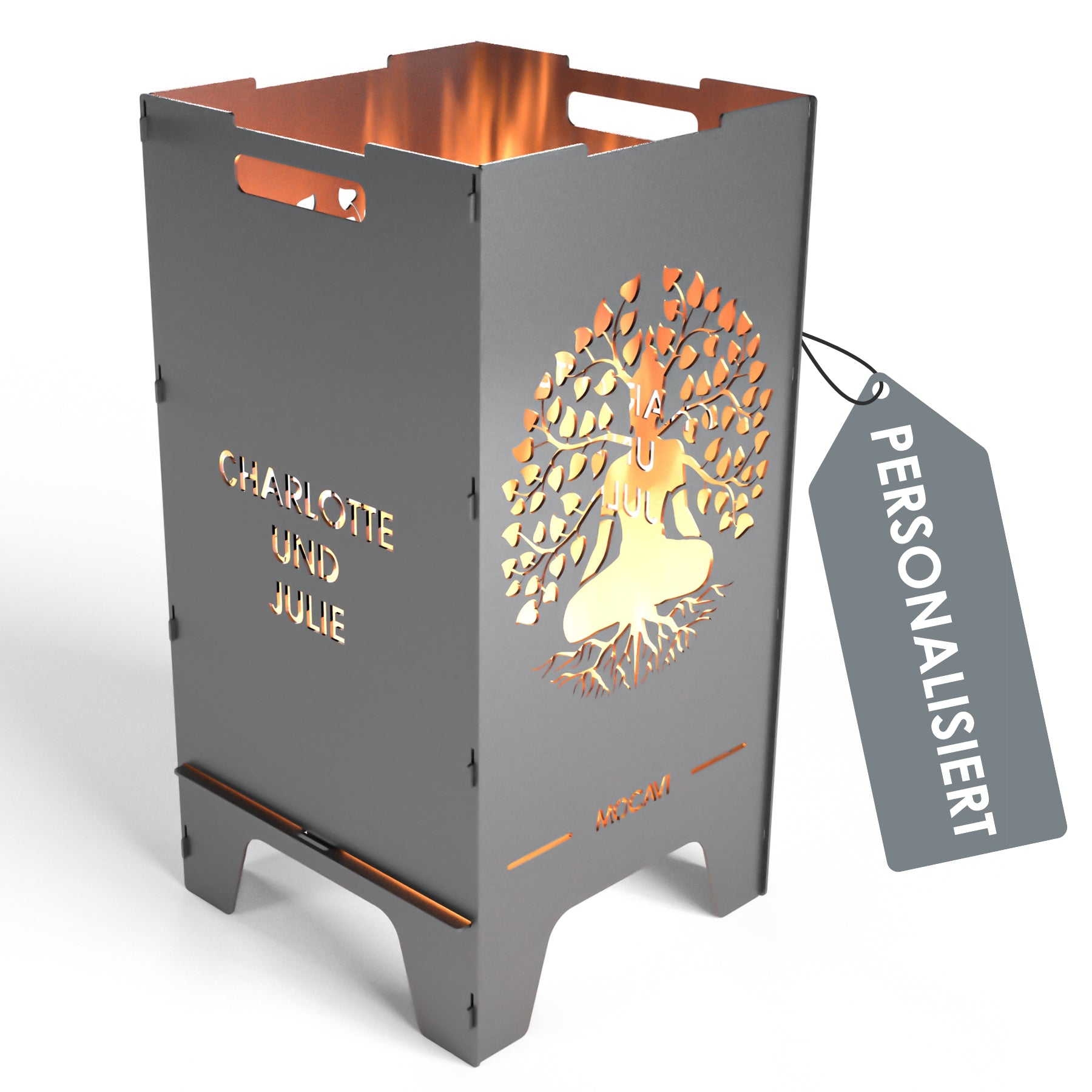 Feuertonne aus hochwertigem Stahl personalisiert