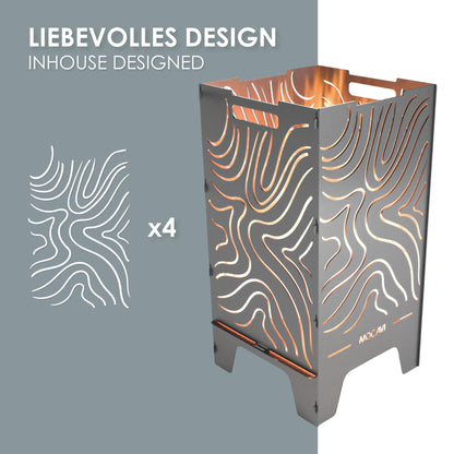 Feuerkorb MOCAVI Fire - liebevolles Design - Motiv Lines - geschwungene, moderne Linien