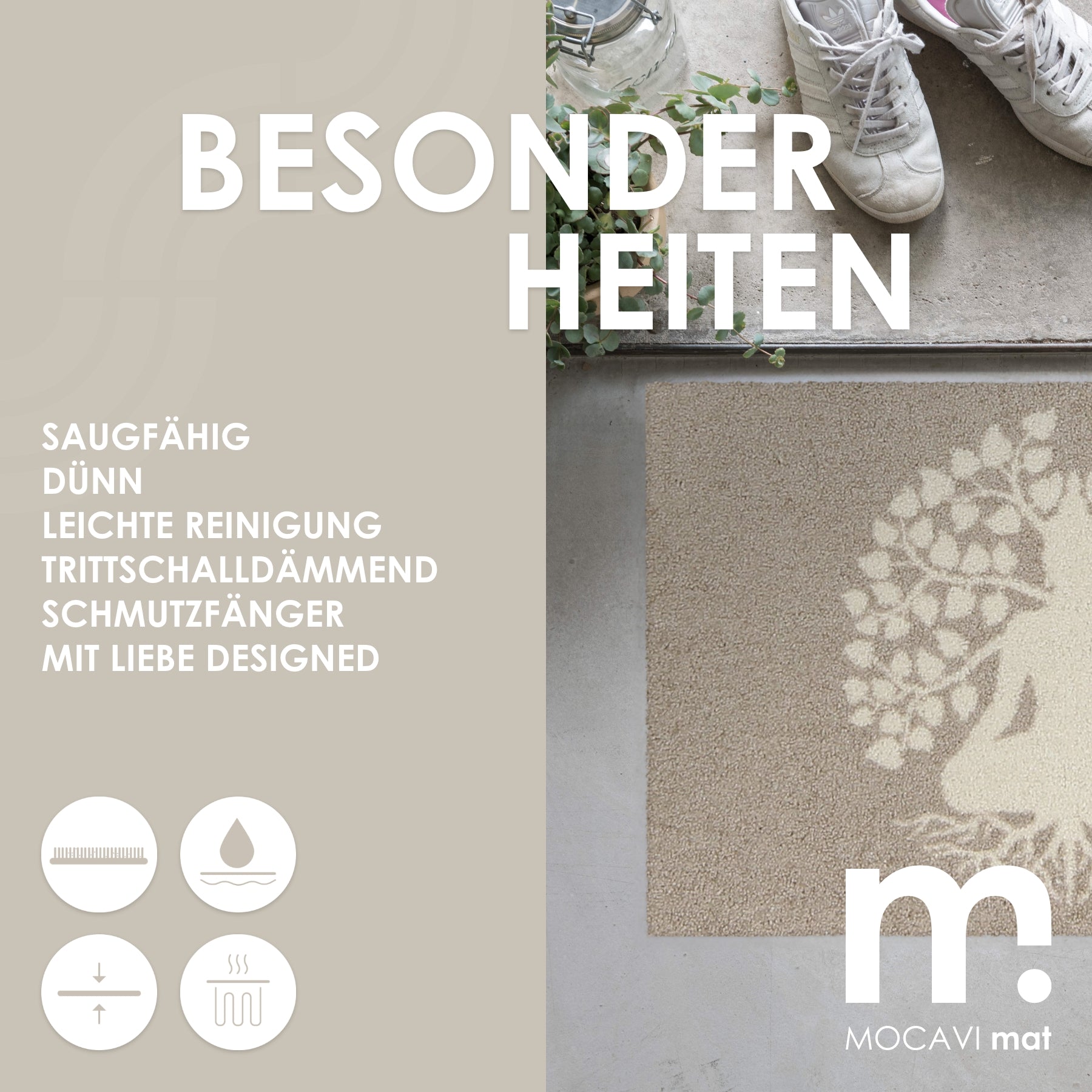 Fußmatte 45x70 Mat Lebensbaum beige