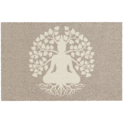 Türvorleger beige weiß Motiv Lebensbaum Yoga Buddha