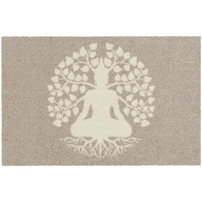 Türvorleger beige weiß Motiv Lebensbaum Yoga Buddha