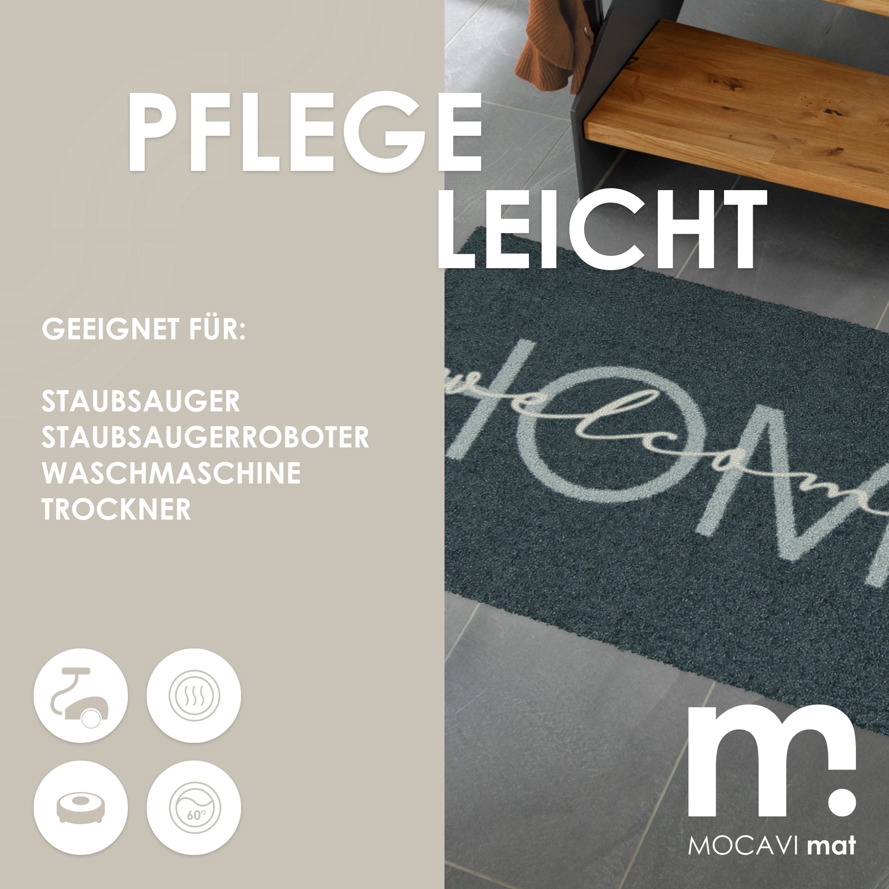 Fußmatte 45x70 Mat welcome home anthrazit
