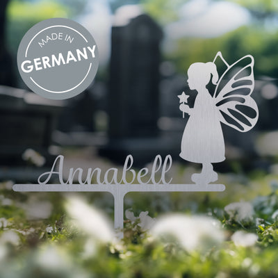 Grabstecker Engel Annabell personalisiert Edelstahl