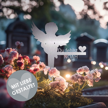 Grabstecker Engel Noah personalisiert Edelstahl