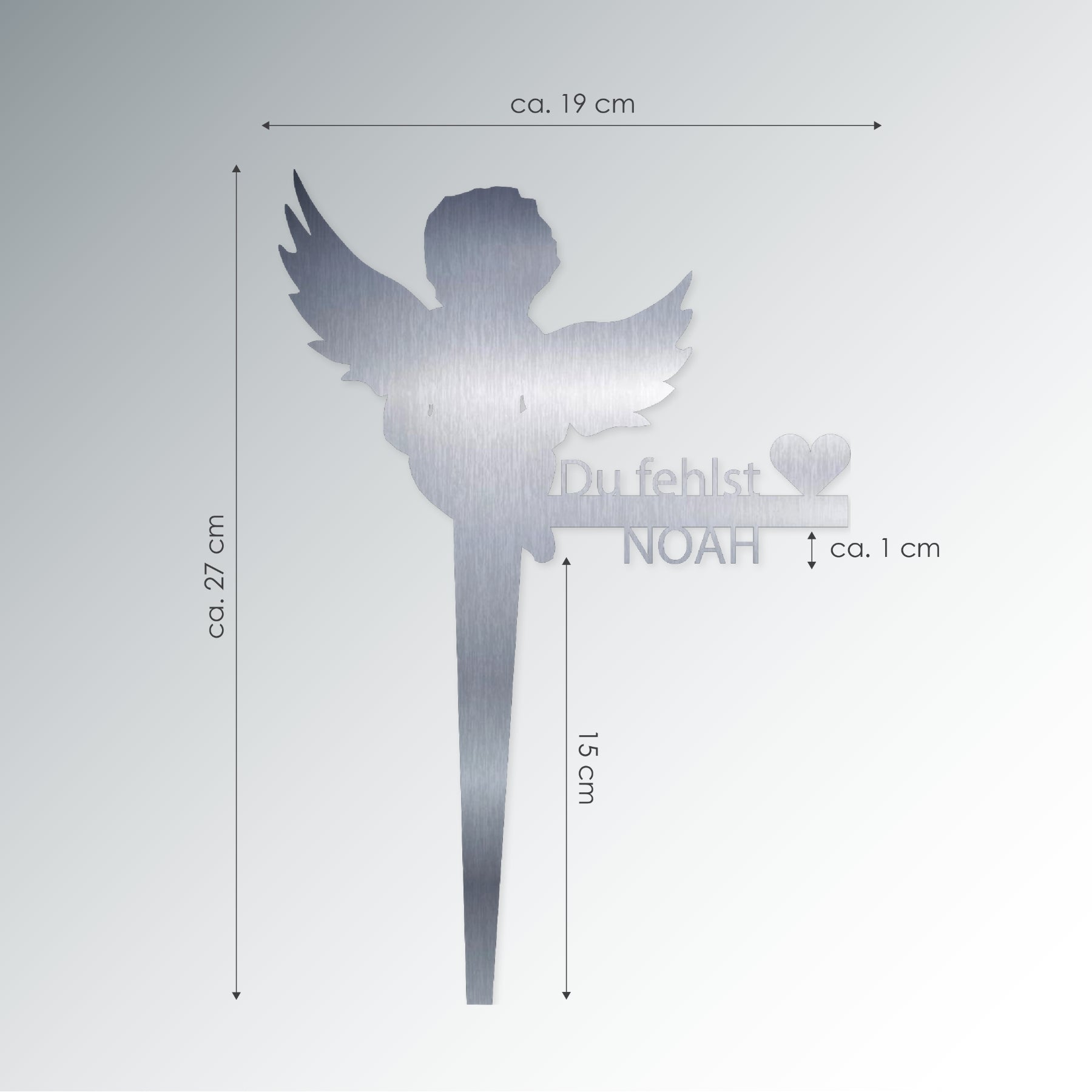 Grabstecker Engel Noah personalisiert Edelstahl