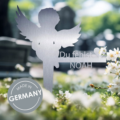 Grabstecker Engel Noah personalisiert Edelstahl