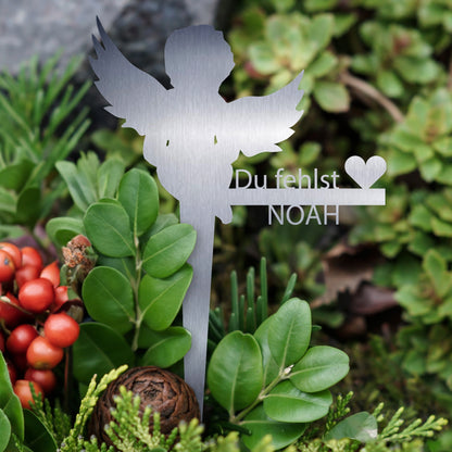 Grabstecker Engel Noah personalisiert Edelstahl