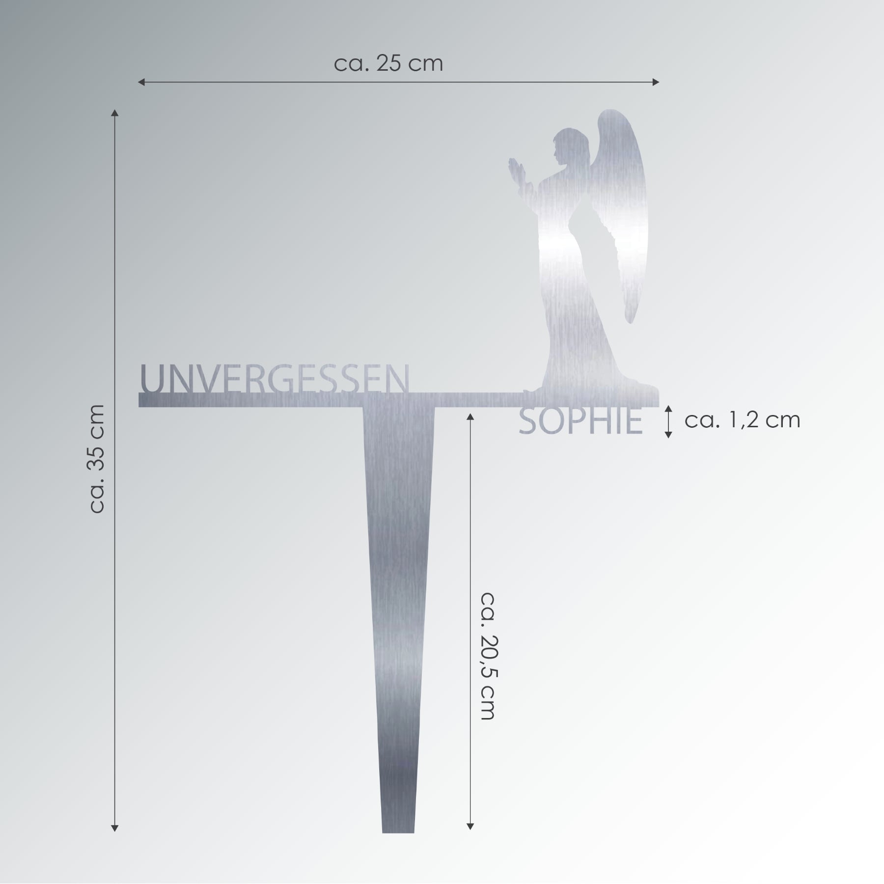 Grabstecker Engel Sophie personalisiert Edelstahl
