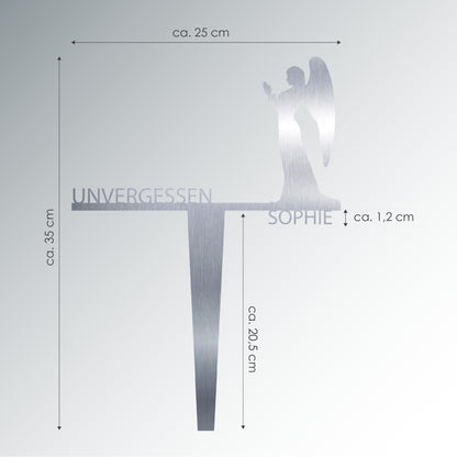 Grabstecker Engel Sophie personalisiert Edelstahl