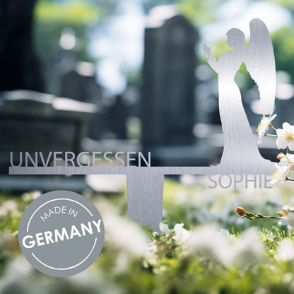 Grabstecker Engel Sophie personalisiert Edelstahl