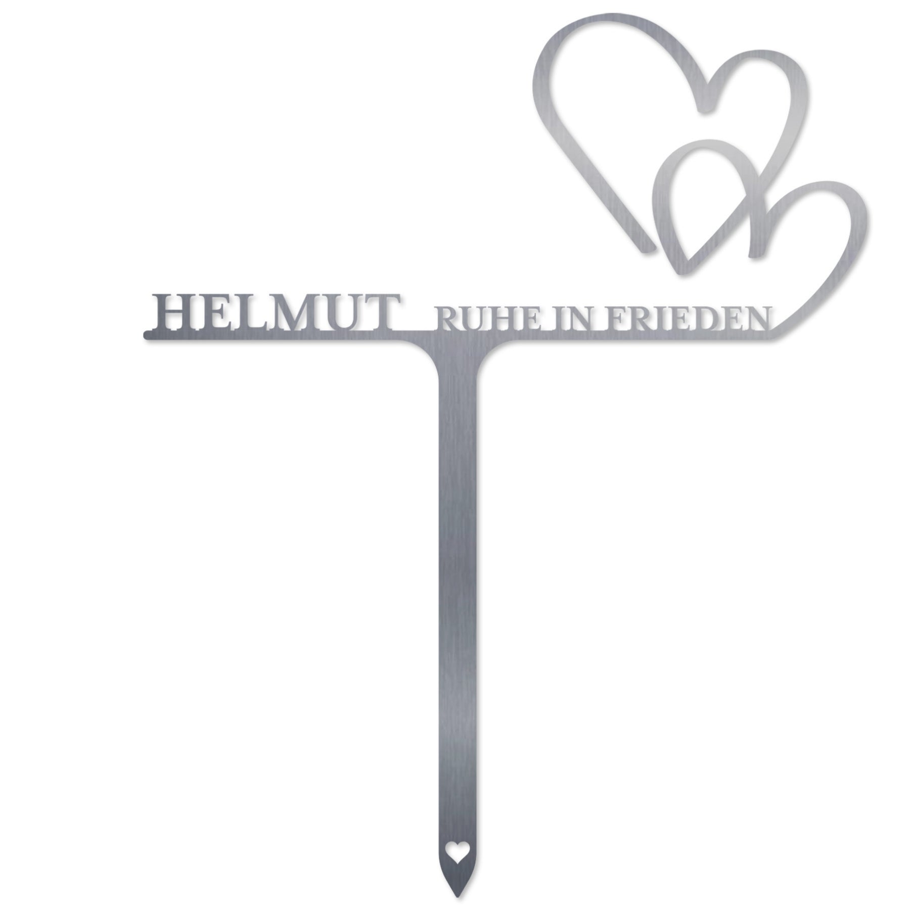 Grabstecker Herzen personalisiert Edelstahl