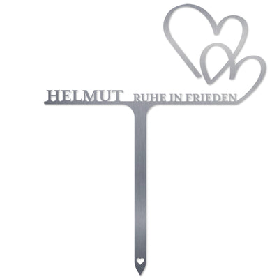 Grabstecker Herzen personalisiert Edelstahl