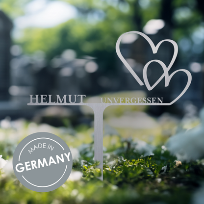Grabstecker Herzen personalisiert Edelstahl