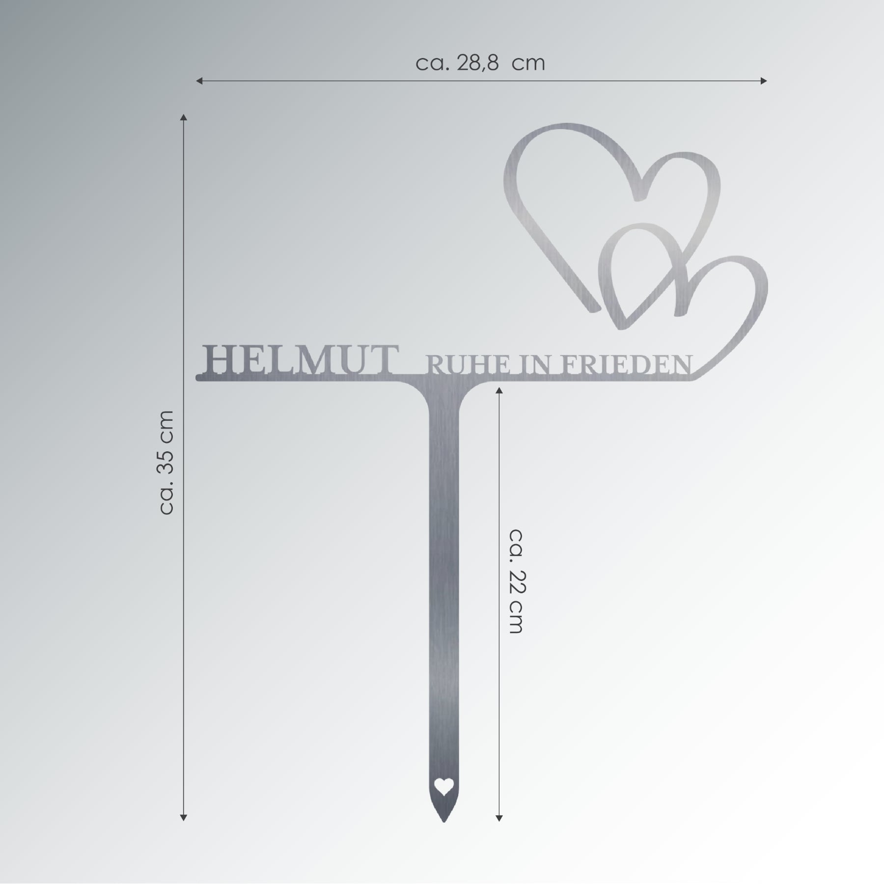 Grabstecker Herzen personalisiert Edelstahl