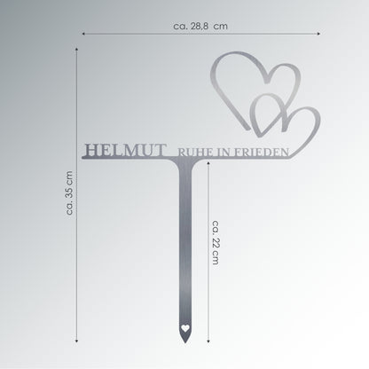 Grabstecker Herzen personalisiert Edelstahl