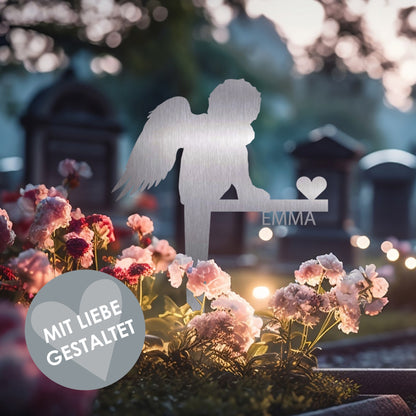Grabstecker Engel Emma personalisiert Edelstahl