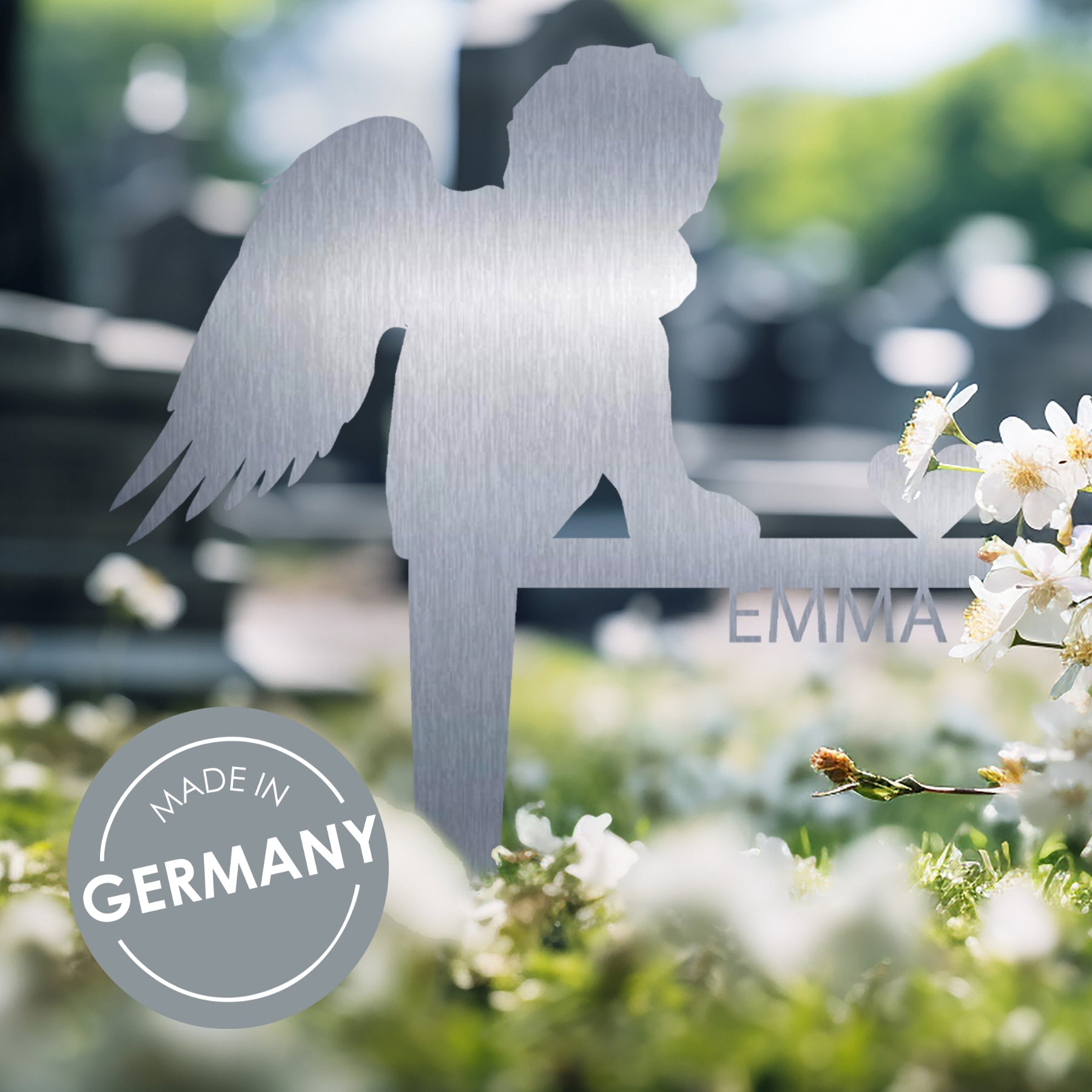 Grabstecker Engel Emma personalisiert Edelstahl