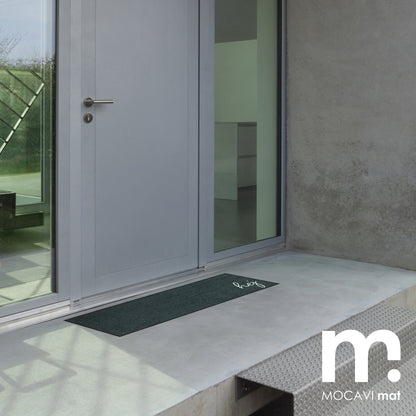 Fußmatte mit Rand Schriftzug hej anthrazit