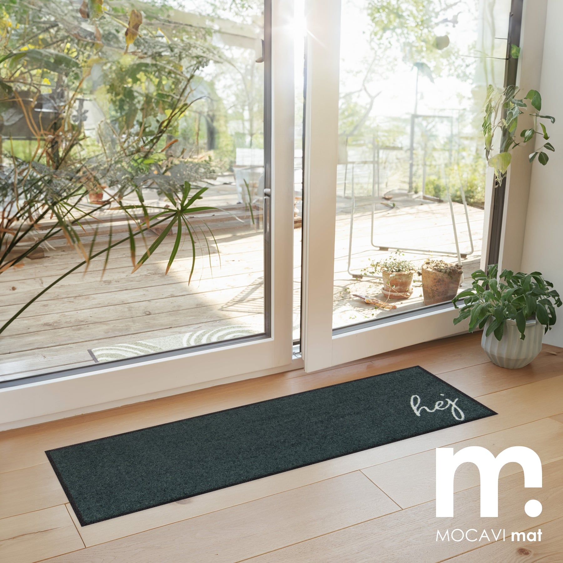 Terrassenmatte anthrazit mit Rand Hallo Hej