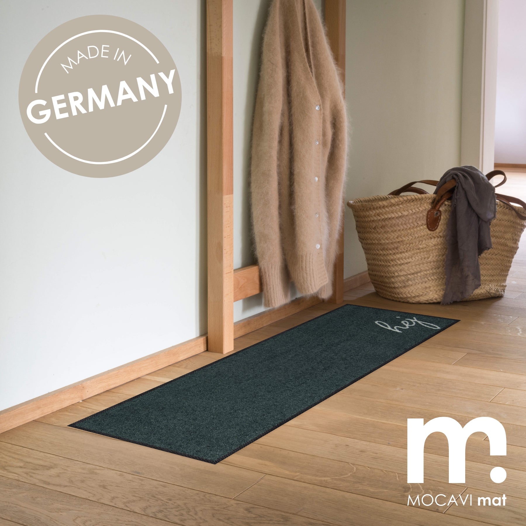 Schuhmatte mit Rand Schriftzug hej