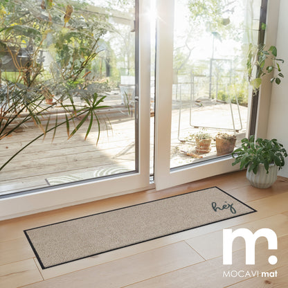 Terrassenmatte beige mit Rand Hallo Hej