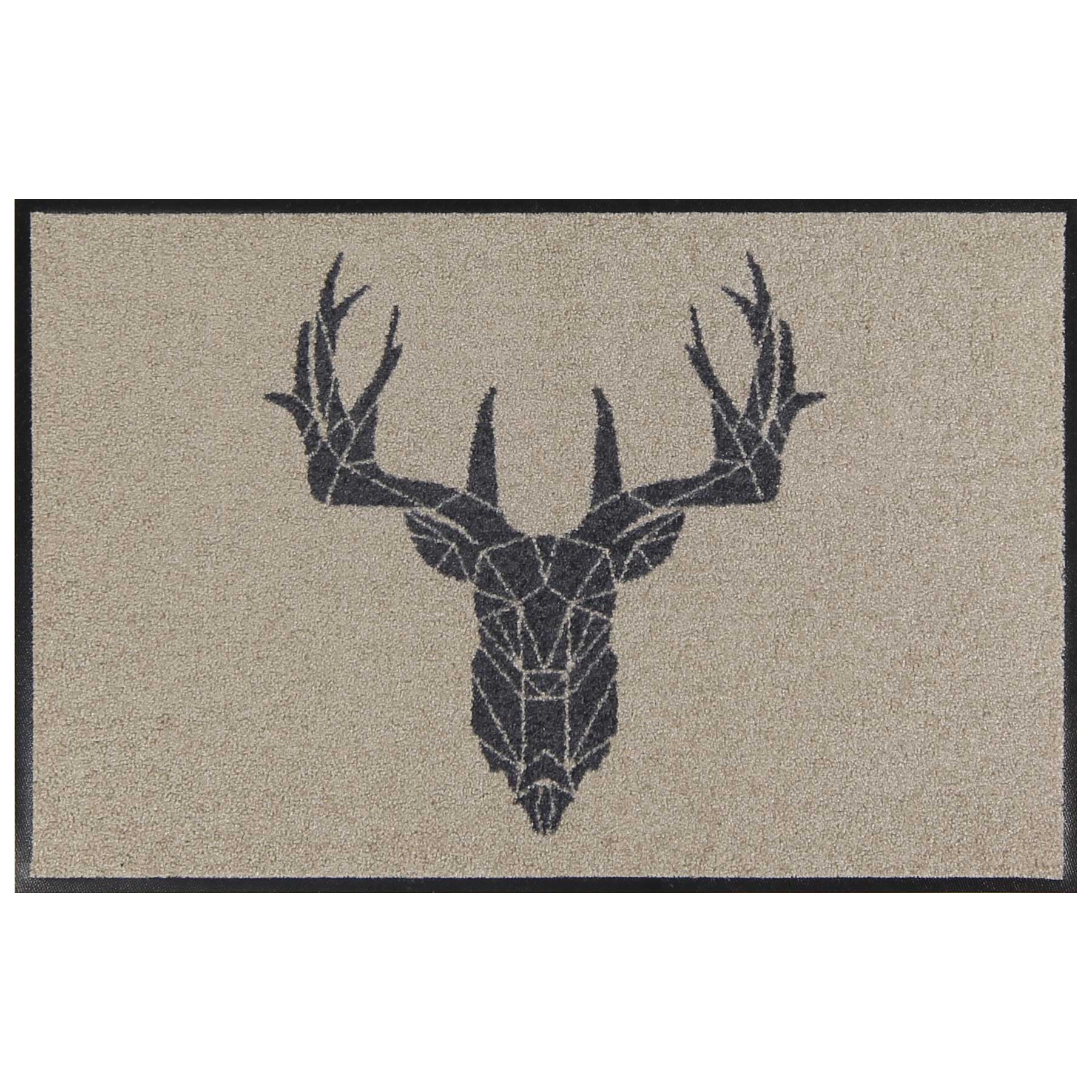 Fußmatte waschbar outdoor Hirsch mit Rand beige