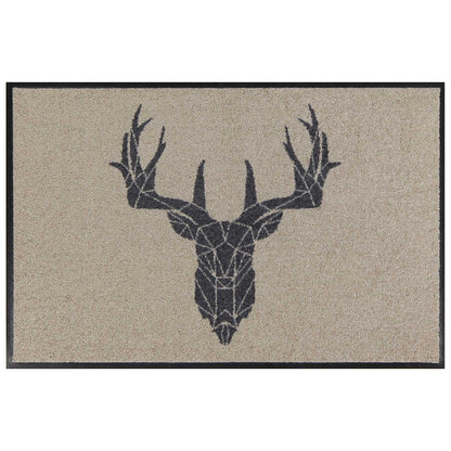 Fußmatte waschbar outdoor Hirsch mit Rand beige