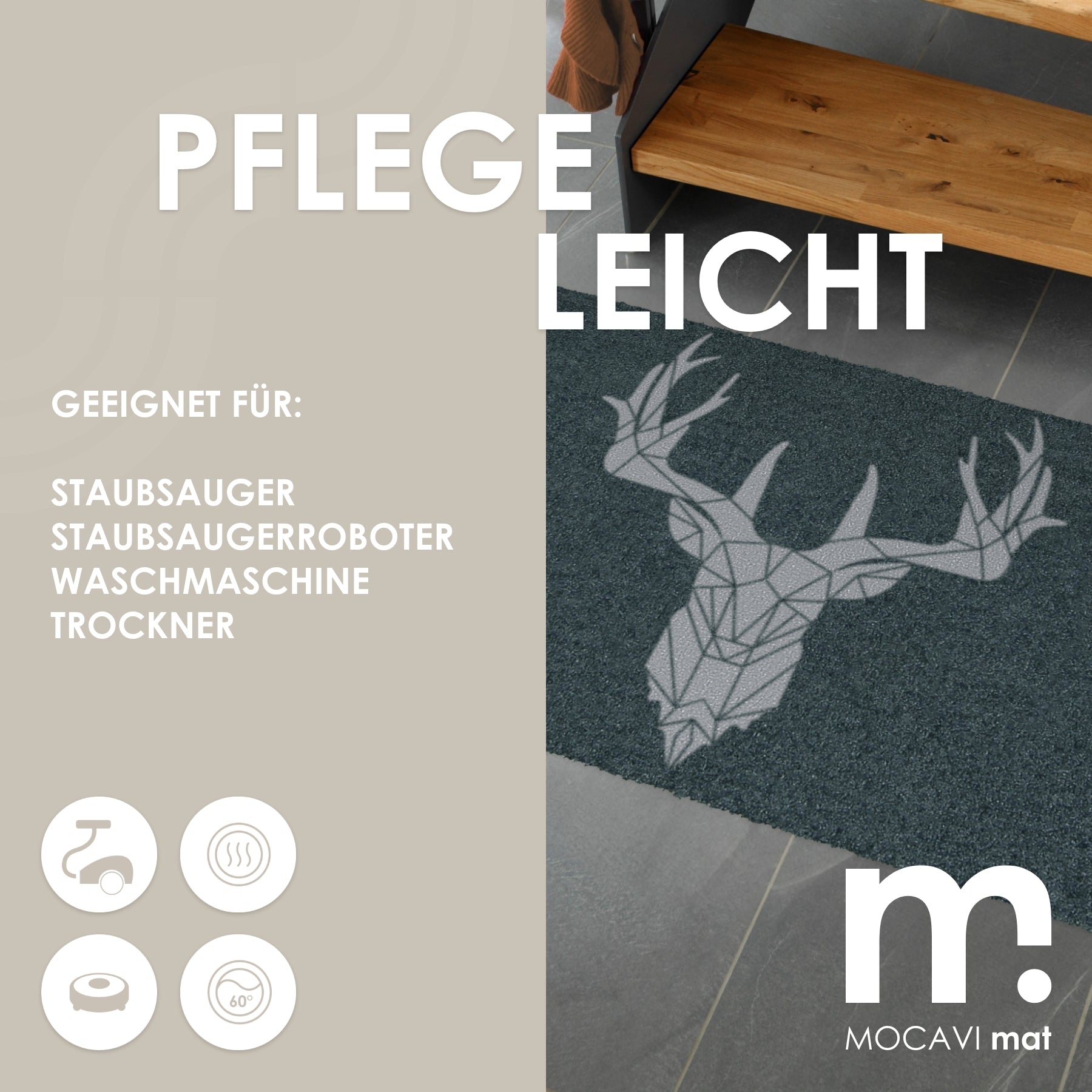 Fußmatte 45x70 Mat Hirsch anthrazit