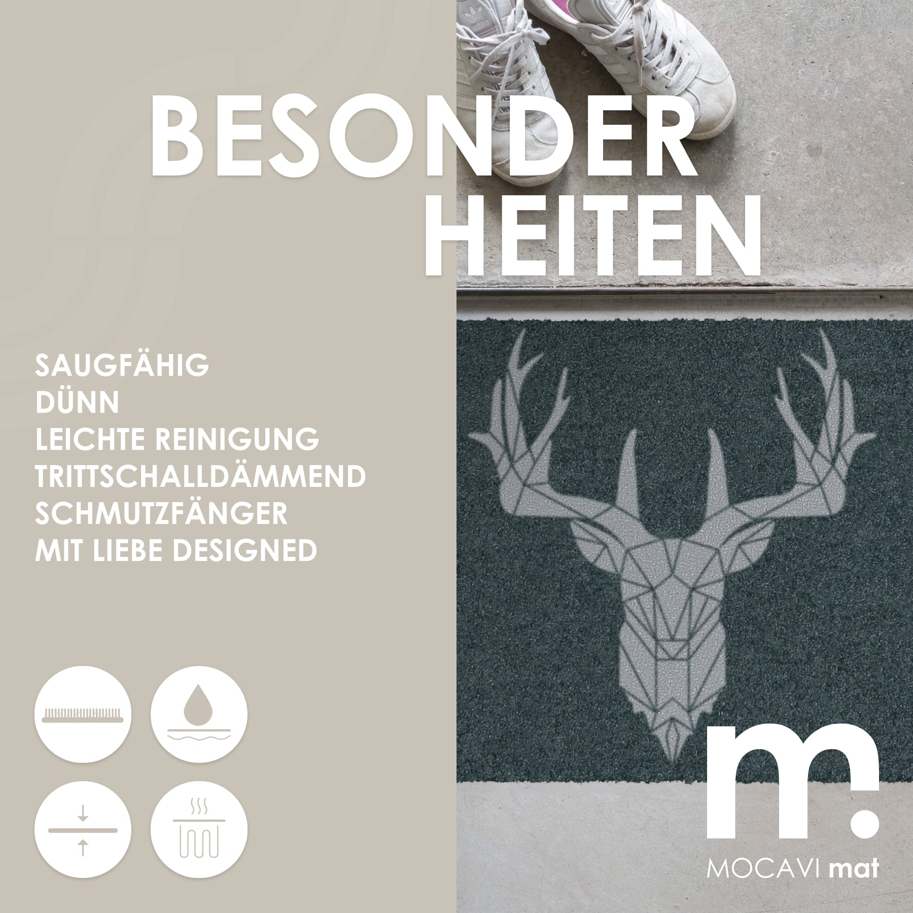 Fußmatte 45x70 Mat Hirsch anthrazit