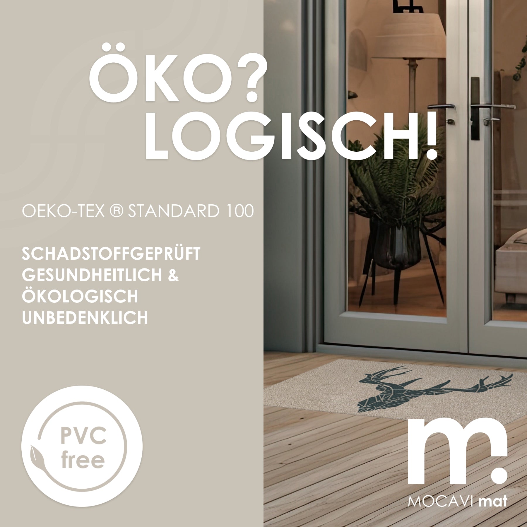 Fußmatte 45x70 Mat Hirsch mit Rand beige