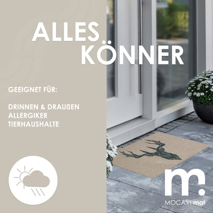 Fußmatte 45x70 Mat Hirsch mit Rand beige