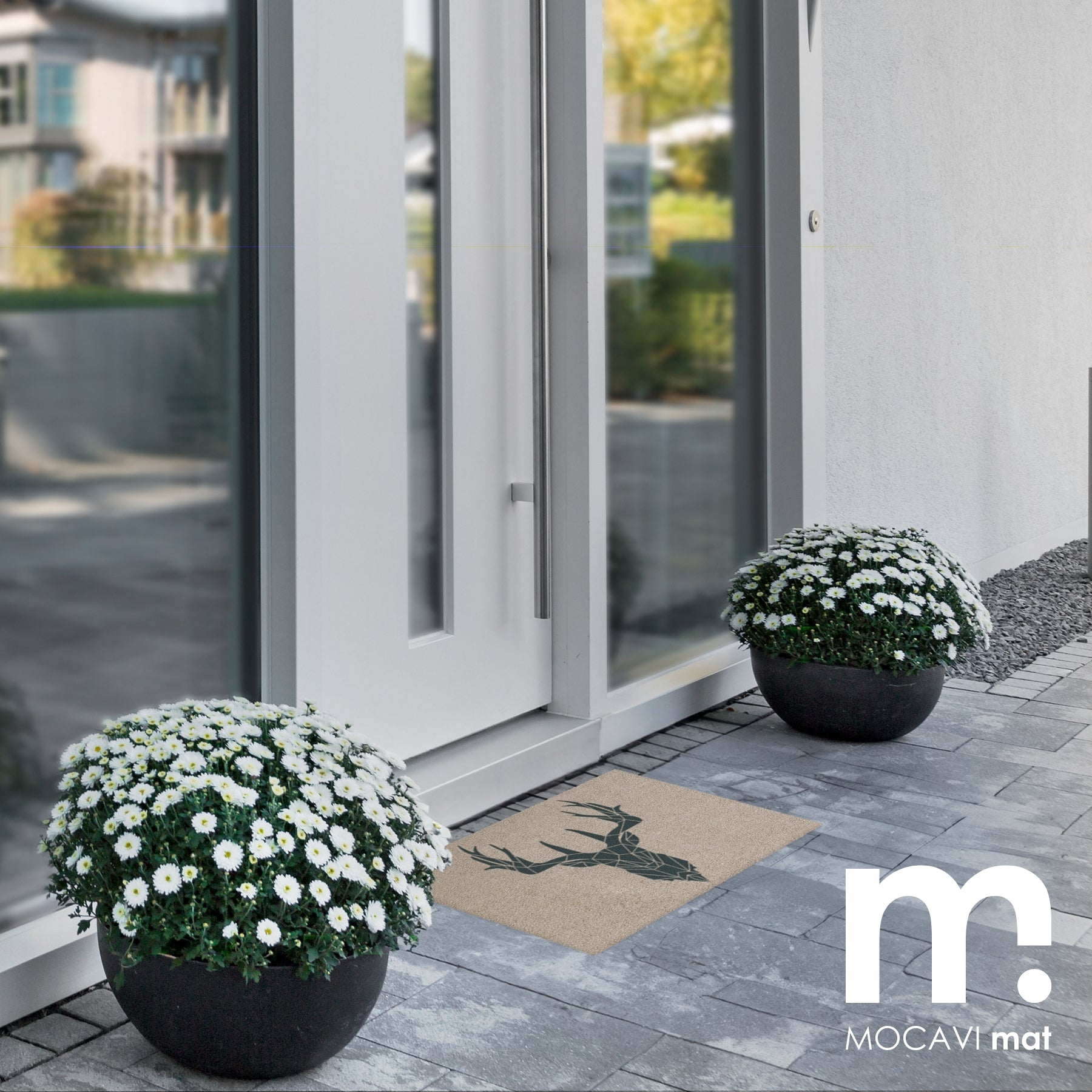 Fußmatte 45x70 Mat Hirsch mit Rand beige