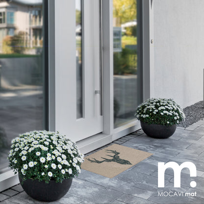 Fußmatte 45x70 Mat Hirsch mit Rand beige