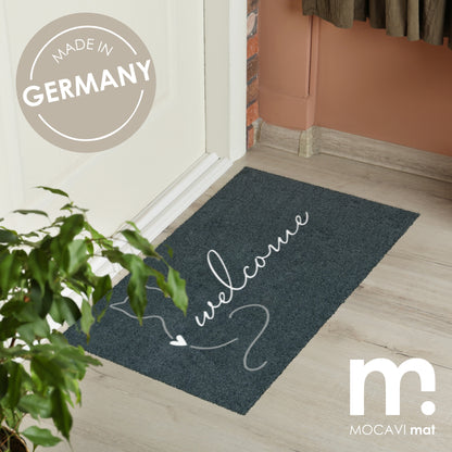Fußmatte 45x70 Mat Katze welcome mit Rand anthrazit