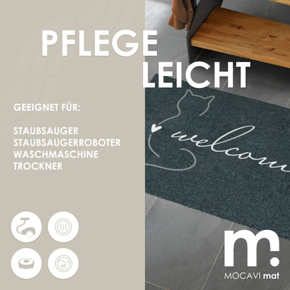 Fußmatte 45x70 Mat Katze welcome mit Rand anthrazit