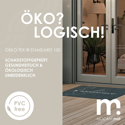 Fußmatte 45x70 Mat Katze welcome mit Rand anthrazit