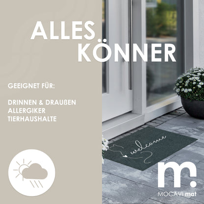 Fußmatte 45x70 Mat Katze welcome mit Rand anthrazit