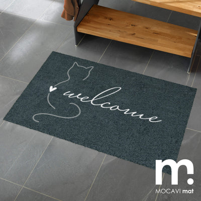 Fußmatte 45x70 Mat Katze welcome anthrazit