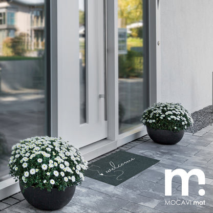 Fußmatte 45x70 Mat Katze welcome mit Rand anthrazit