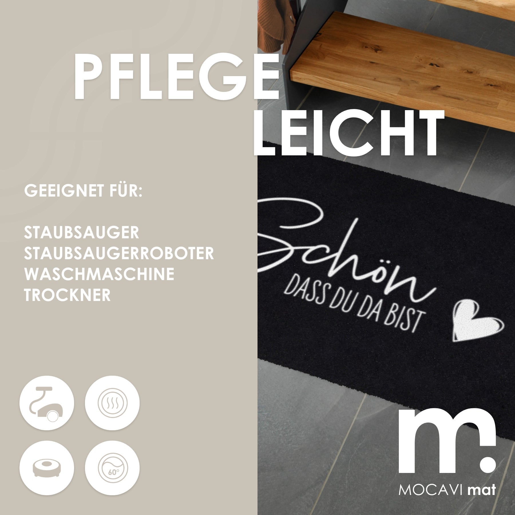 Fußmatte 45x70 Mat Schön das du da bist schwarz