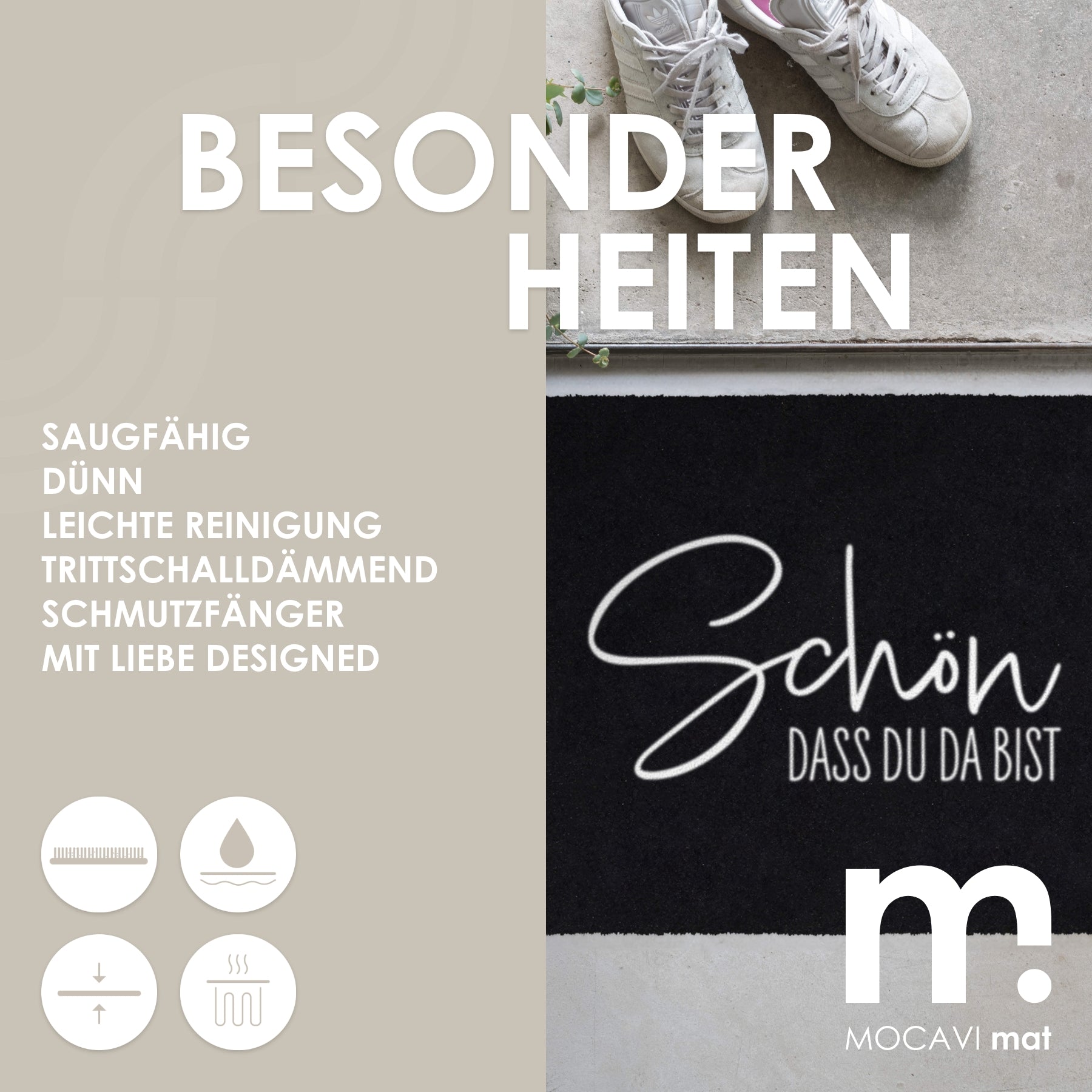 Fußmatte 45x70 Mat Schön das du da bist schwarz