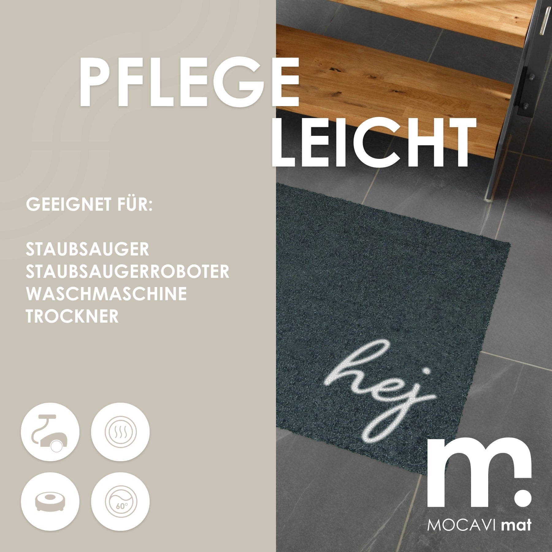 Fußmatte 45x70 Mat Hej anthrazit