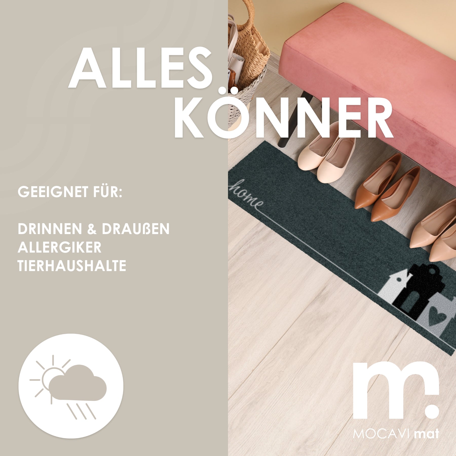 Läufer klein 30x100 Mat hygge home anthrazit